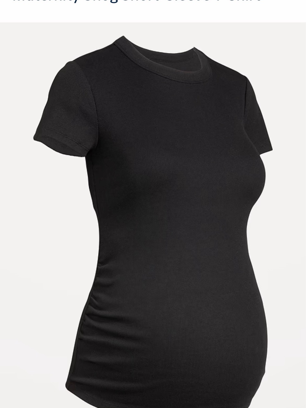 NWT! Old Navy (Size M) Maternity Snug Black Crewneck Short Sleeve Tee - Picture 2 of 6